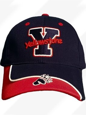 Yellowstone National Park Bear Paw Hat Baseball Cap Navy Red Adjustable Unisex